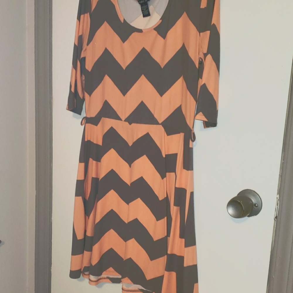 L Rue21 Coral/Gray Dress